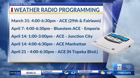 Where to go for weather radio programming in northeast Kansas