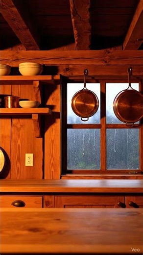 Rainy Night in a Cozy Cottage Kitchen 🌧️ #4k #relaxing #dailyshorts