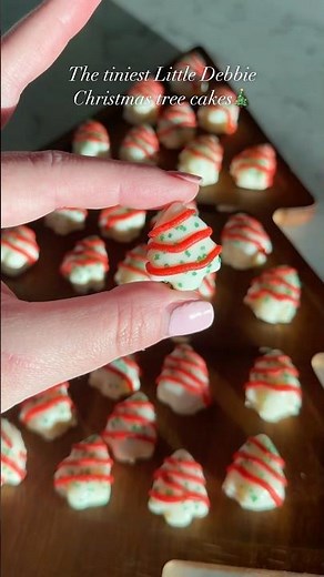 The tiniest Little Debbie Christmas tree cakes🎄 #christmasrecipes #baking #christmasbaking