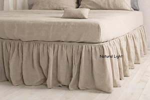 Ruffled Linen Bedskirt. French Flax Washed Linen Bed Valance. King Queen Twin Full Custom Size Length Bed Skirt. Linen Bed Cover. - Etsy