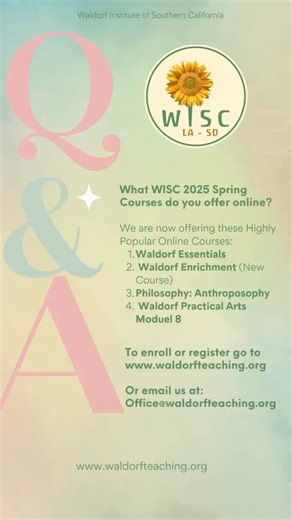 Waldorf Institute of SoCal on Instagram: "What 2025-2026 spring courses do we offer? We’re so excited to continue expanding our curriculum at WISC!"