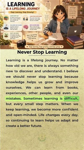 Never Stop Learning 📚 | Simple English Motivation #learnenglish #englishpractice