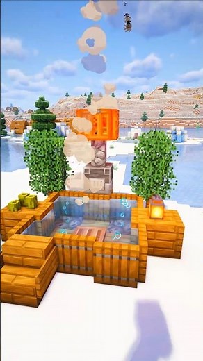Minecraft Cozy Working Hot Tub Decoration Tutorial 🛁🔥 | Aesthetic Outdoor Furniture Idea!