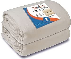 Canvas Drop Cloth for Painting (Size 6x9 Feet - Pack of 2) Painters Drop Cloth for Painting, Furniture, Crutains & Floor Protection - All Purpose Thick Canvas tarp with Double Stitched Edges