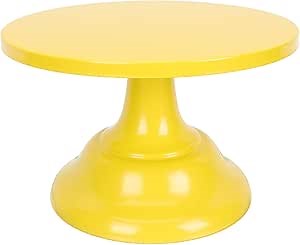 Round Iron Cake Stand: Metal Cake Display Stand - Multifunctional Cupcake Holder for Party Weddings, Birthdays (Yellow)