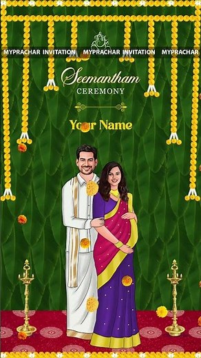 South Indian Theme Baby Shower Invitation – Traditional Seemantham Celebration