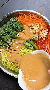 Creamy Asian Vegetable Stir-Fry with Peanut Sauce | Healthy 20-Minute Recipe with Zoodles