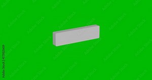 Animation of rotation of a white minus symbol with shadow. Simple and complex rotation. Seamless looped 4k animation on green chroma key background