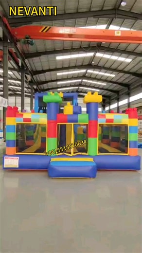 EN14960 Certified Commercial Inflatable Castle, 0.55mm PVC Kids Bounce House Blocks Slide Durable Party Rental Jumping Castle