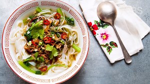 Pick up a pre-cooked roast duck and slurp your way to Poh's ultimate comfort dinner. sbs.com.au/food/recipes/duck-noodle-soup | SBS Food