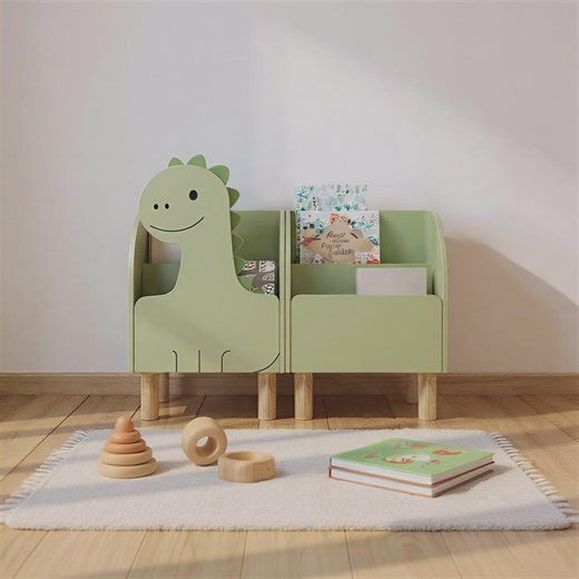 Montessori Dinosaur Bookcase – MDF Decorative Children's Room Storage Cabinet - Kids Bookshelf. - Etsy