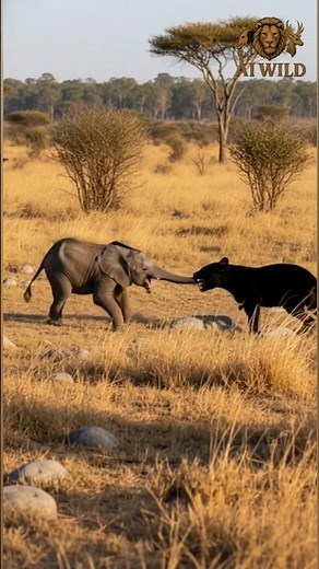 Panther attacks calf, elephant arrives and kills panther