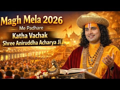 Magh mela 2026 me padhare katha vachak shree anirudha archar ji ye title sahi hai 😍😱😍 #prayagraj