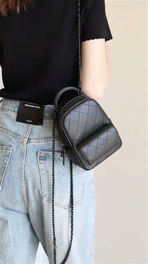 Cool girl vibes 🖤 Black Chanel mini backpack with dark hardware. #shorts #chanelbag