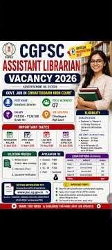 CGPSC Assistant Librarian Vacancy 2026 | 07 Posts Notification Out | Apply Online Form