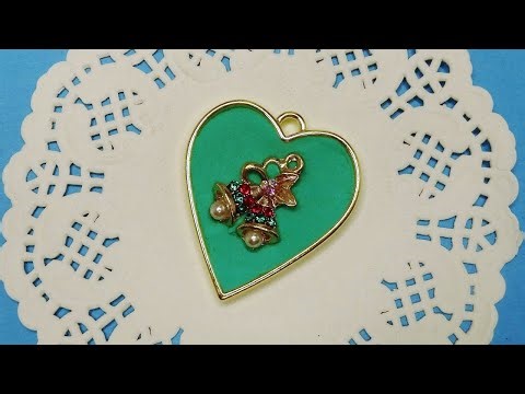 DIY | How to Make a Clay Open Bezel Pendant Keychain | Christmas Bells | Easy Jewelry Artwork