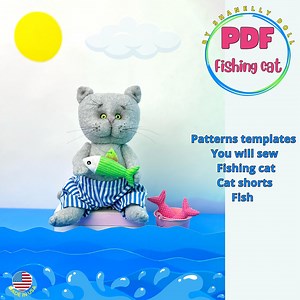 PDF Cat Sewing Pattern - Stuffed Plush Toy With Fish, Beginner Softie, Instant Digital Download - Etsy