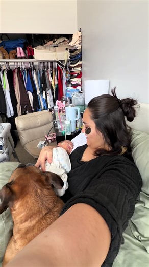my dog has changed a lot since bringing baby home, but i think she’s warming up to him haha #fyp #ftm #dogmom #utah