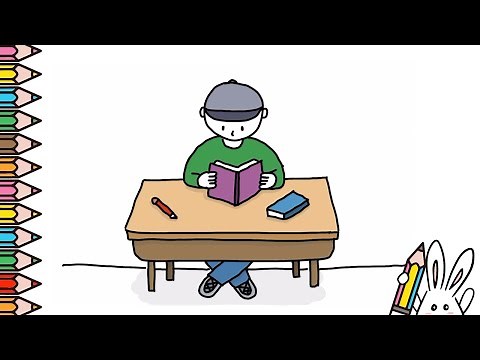 How to draw a boy studying