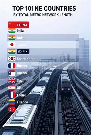 最近流传的一份榜单声称：全球地铁网络长度前十的国家依次是中国、美国、印度、日本、韩国、俄罗斯、西班牙、英国、法国和土耳其