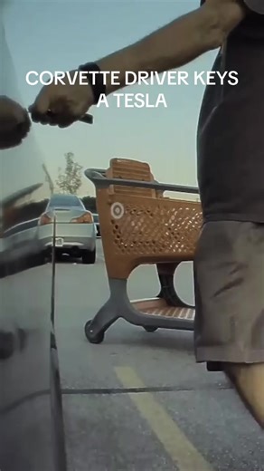 Corvette Driver Keys Tesla in Target Parking Lot