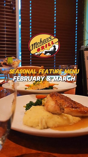 🌵 Try our seasonal feature menu at Mohave Grill, available during February and March! Sample appetizers like Arugula Salad or Spinach Artichoke Dip and hearty entrees including Chicken Supreme and Arctic Char top it off with other worldly desserts like Citrus Cheesecake or Sticky Toffee Pudding. Visit deerfootinn.com for more information and reservations.🍽️✨ #MohaveGrill #SeasonalMenu #SouthwestFlavors | Deerfoot Inn and Casino