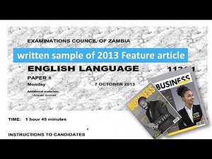 2013 NOVEMBER WRITTEN SAMPLE OF A FEATURE ARTICLE