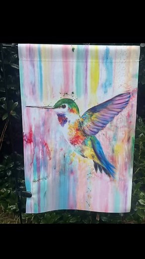 These colorful Garden Flags are reproductions of my original art. They each have a fun and whimsical personality and are printed on both sides of the well made flags. These are only available through Art By Gayla Weems and can be purchased through the link in bio. #originalart #garden#hummingbirds #gators#pelicans#flamingo #@#artbygaylaweems | Art by Gayla Weems