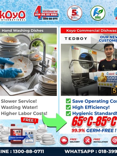 Experience 5-Star Kitchen Efficiency with KOYO Dishwasher