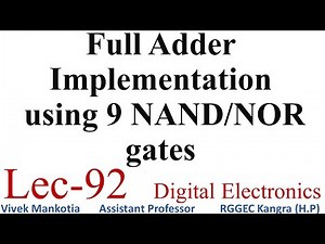 Full Adder Implementation using NAND and NOR Gates :Lec-92