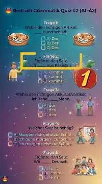 Deutsch Grammatik Quiz A1–A2 🇩🇪 | Teste dein Deutsch mit 5 einfachen Fragen!