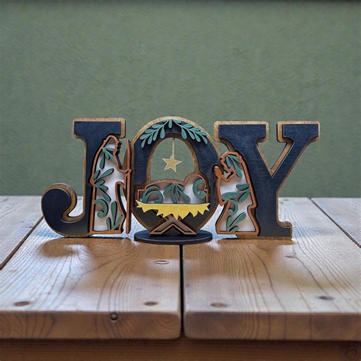 JOY Nativity Sign: Layered Wood Christmas Decor - Etsy