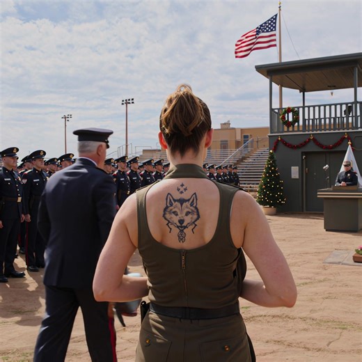 They Forced Her to Remove Her Uniform Jacket in Front of Everyone — Then the General Froze at the Tattoo on Her Back The Arizona sun made the parade ground look like it was breathing, heat rippling over rows of tan buildings and three hundred uniforms standing at attention. She looked like nobody—the kind of soldier you forget in a crowd: auburn hair in a regulation bun, standard boots scuffed just enough to pass inspection, a face that gave nothing away. Captain Bradley Foster turned the loudsp