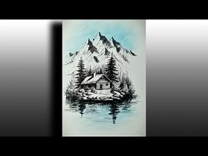 How to draw landscapes with pencil step by step | Pencil Colour drawing