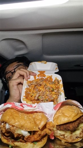 GHEE ROAST Fried Chicken Burger, SMASH Burger and ANIMAL Style Fries!! #mukbang #shorts