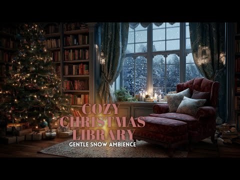 🎄Cozy Christmas Library 📚✨Soft Christmas Lights & Gentle Snow Ambience