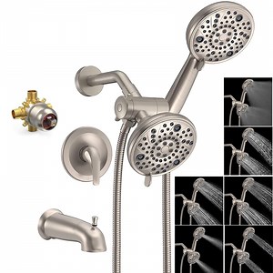EMBATHER 3-Way Valve Shower System (Brushed Nickel)-High-Pressure Dual Shower Faucet Set with 64 Settings