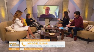 An exclusive poll for the Storm and Alexis show has found that the majority of people think cyclists should have insurance. | Jeremy Vine On 5