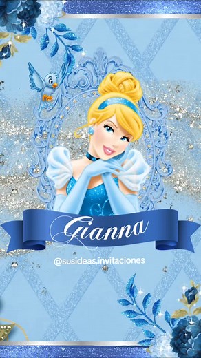 Invitación Digital Cenicienta para Cumpleaños