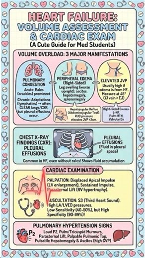 🫀 MASTER Heart Failure: HFrEF vs HFpEF & Clinical Secrets! 🤫💊 (High Yield Review) #cardiomed#shorts
