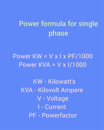 Formula for electrical power in single phase | how to find power in single phase #electricalpower