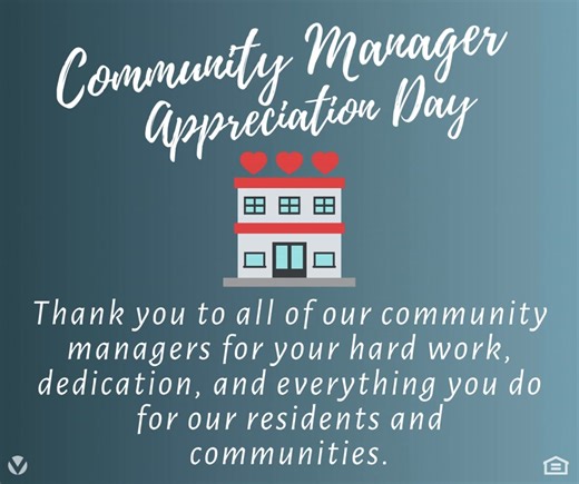 Happy Community Manager Appreciation Day! We want to share a special shoutout to our team and especially our community managers who work hard every day and do their best to take care of our residents and communities. We appreciate your effort and dedication, and we are so grateful for you! Thank you! 🎉 | Woodhaven Oaks Apartments