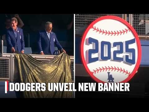 Dodgers UNVEIL NEW BANNER for 2025 World Series title 👏 | ESPN MLB