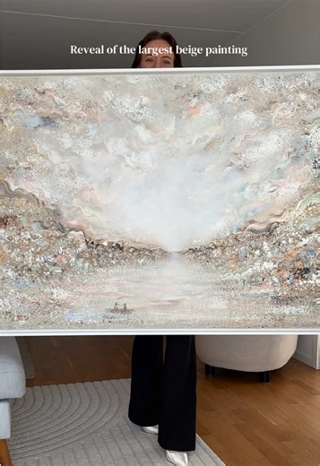 Largest beige painting available✨ can you see the foxes?🦊 150x100 cm See all available paintings and prints on my site Love Miss J #art #painting #tavla #tavlor #konst