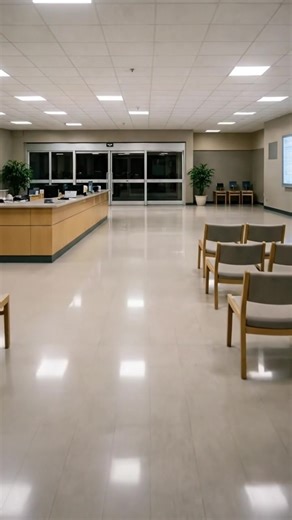 An empty hospital lobby hums under fluorescent light as footsteps echo across polished floors. A calm voice announces, “You are exactly where you need to be. No further action is required.” The doors open into a larger, equally silent space. #LiminalHospital #AfterHours #SilentCorridors #MidnightAtmosphere #AnalogHorror