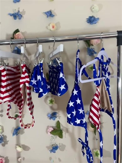 American Flag Halter Crop Top High Waist Swimsuit - Etsy