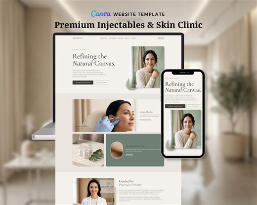 Medspa Website Template for Nurse Injectors, Botox and Filler Clinic Landing Page Canva - Etsy