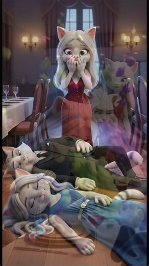 Cat Accidentally Poisons Guests While Cooking 😨 #Shorts #3DAnimation #CatStory #StoryTime