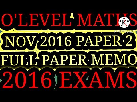 O'level Mathematics November 2016 Paper 2 Full Question Paper Zimsec ‪@mathszoneafricanmotives‬