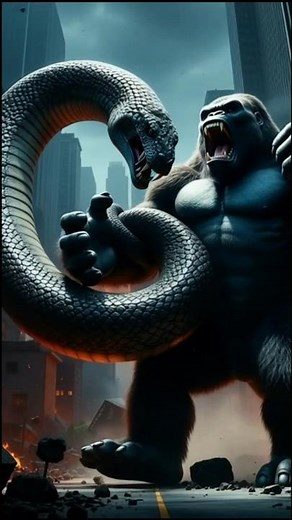 “Giant Titanoboa vs King Kong 🐍🦍 | Epic Monster Battle in City | Hyper Realistic Cinematic #shorts